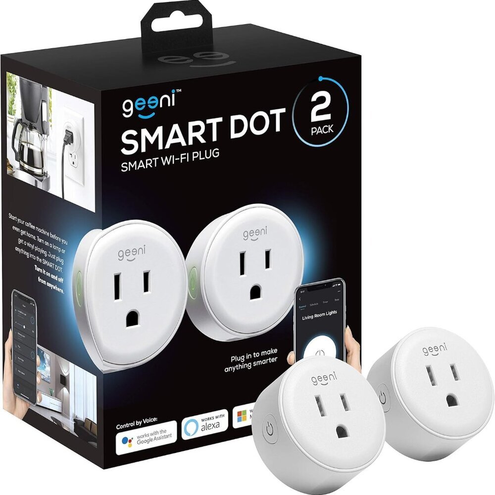 Dot Smart Plug with 2.4GHz WiFi Connectivity – 2-Pack Compact, Fire-Resistant Sm